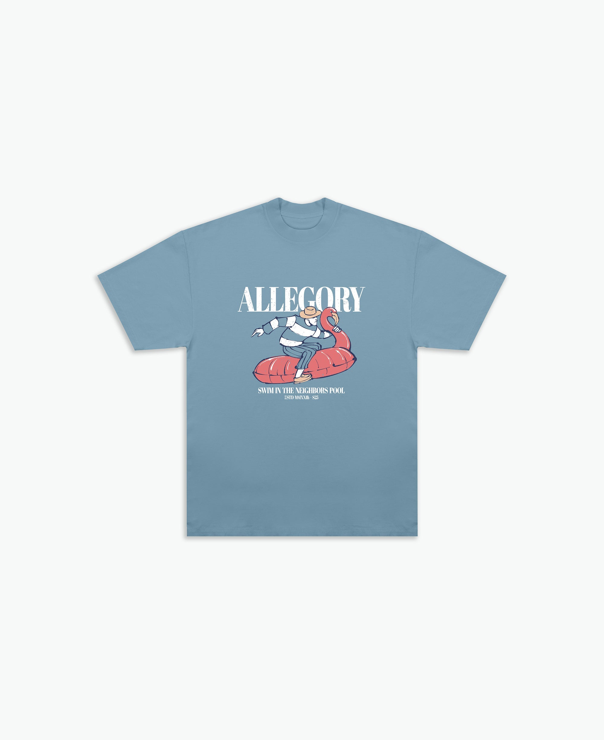 Flamingo Floatie Tee / Soft Denim Blue